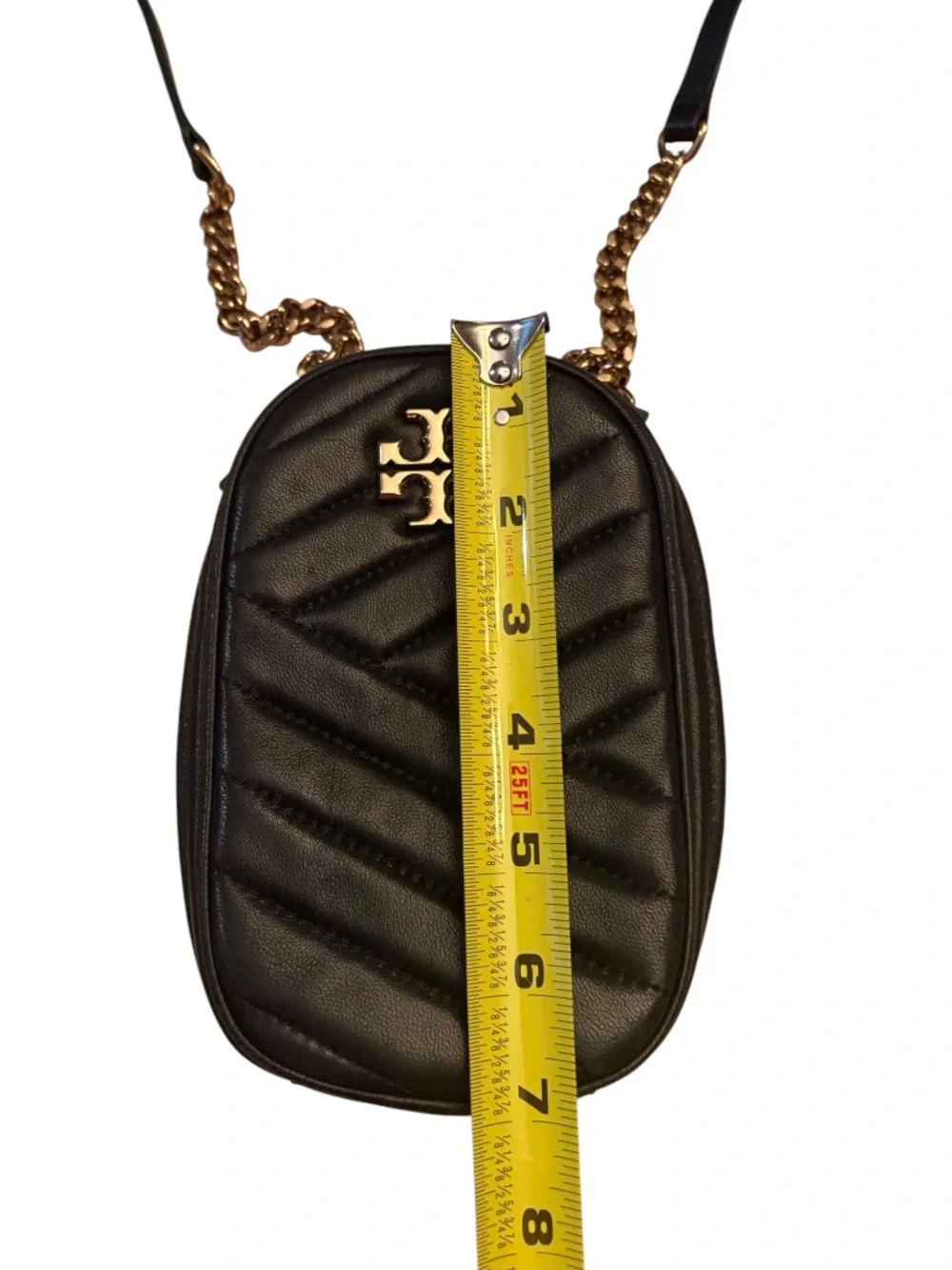 Tory Burch Quilted Black Leather Kira Chevron Crossbody Bag